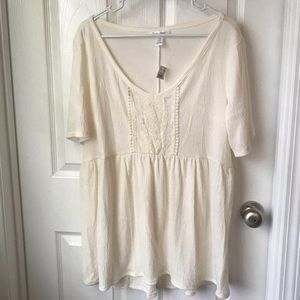 Motherhood Maternity Cream Lace Shirt Size XL